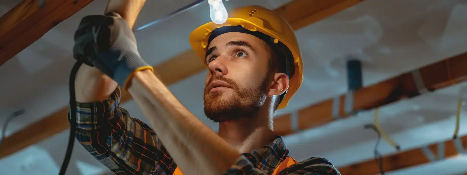 a skilled electrician carefully installing modern, energy-efficient lighting fixtures in a cozy rutherford home.