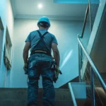 a skilled electrician in overalls, meticulously inspecting wiring in a modern home in raymond terrace.