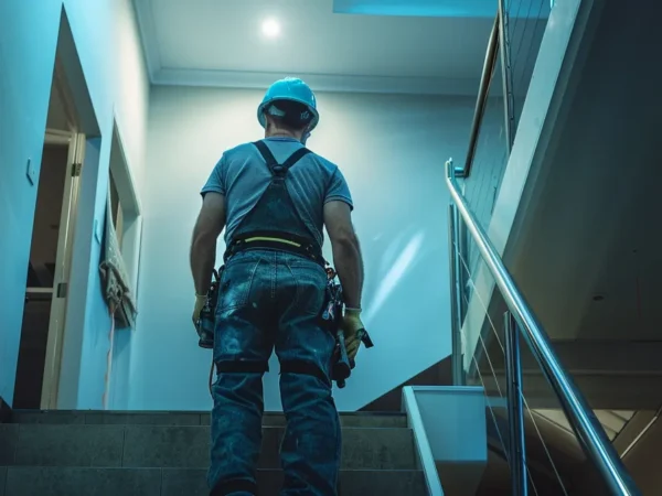 a skilled electrician in overalls, meticulously inspecting wiring in a modern home in raymond terrace.