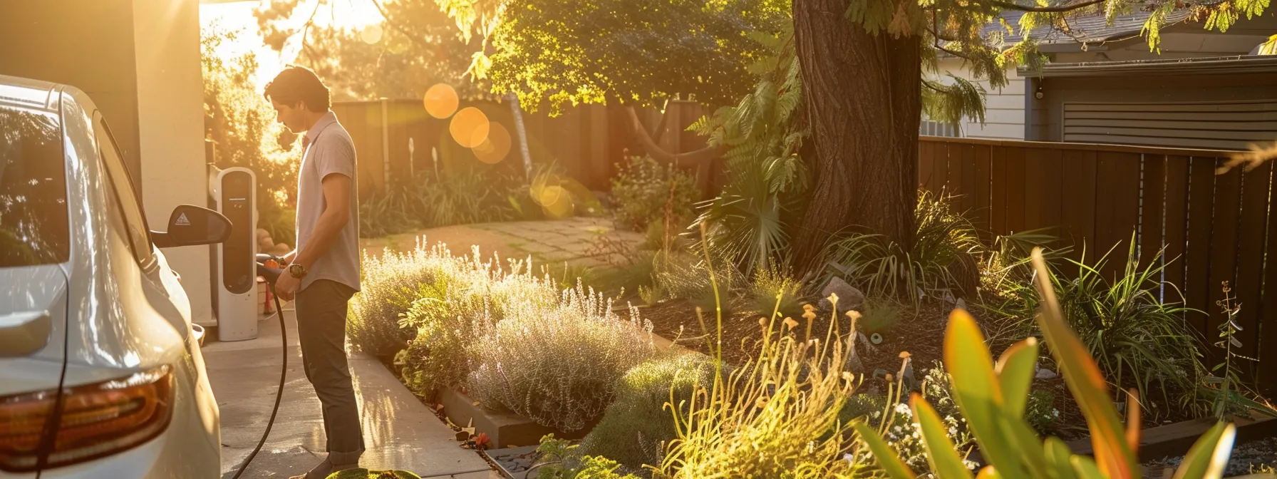 a homeowner carefully assessing their property for the ideal spot to install an ev charging station, considering potential hidden costs and site-specific factors.