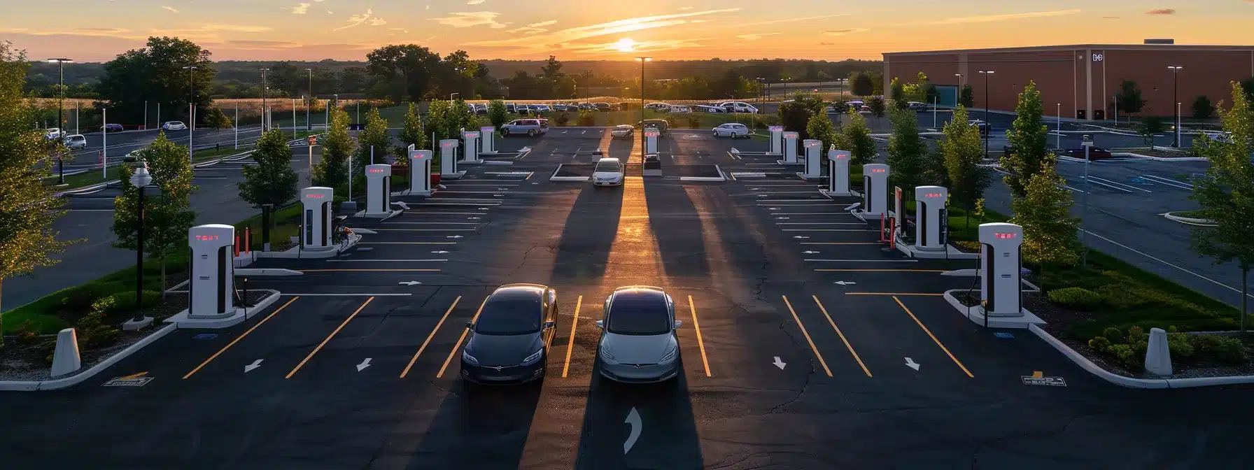 a team of certified installers strategically placing ev charging stations in a parking lot, ensuring optimal placement and efficient use of space.